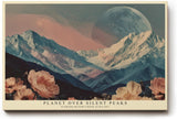 Paul Sinus Wandbild 120x80cm Planet Über Bergen Fantasie Landschaft LeinWandbild 120x80cm Kosmische Naturkunst Wanddekoration