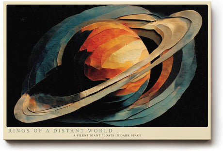 Paul Sinus Wandbild 120x80cm Planet mit Ringen Weltraum Illustration moderne Science Fiction Kunst stilvolle Wanddekoration fuer Wohnzimmer Büro