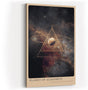 Paul Sinus Wandbild in 40x60cm Planet of Alignment – Künstlerische Darstellung eines Planeten mit goldenem Dreieck inmitten farbenprächtiger Galaxienlandschaft