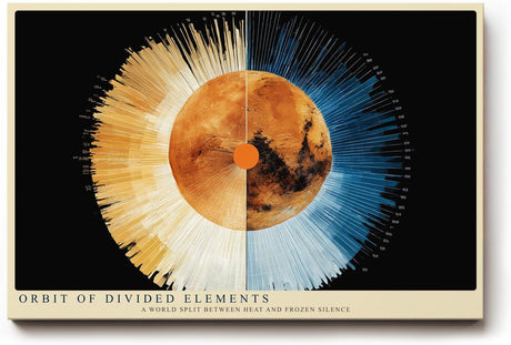 Paul Sinus Wandbild 120x80cm Planetare Grafik Kunstmotiv mit Feuer und Eis moderner kosmischer Kreis