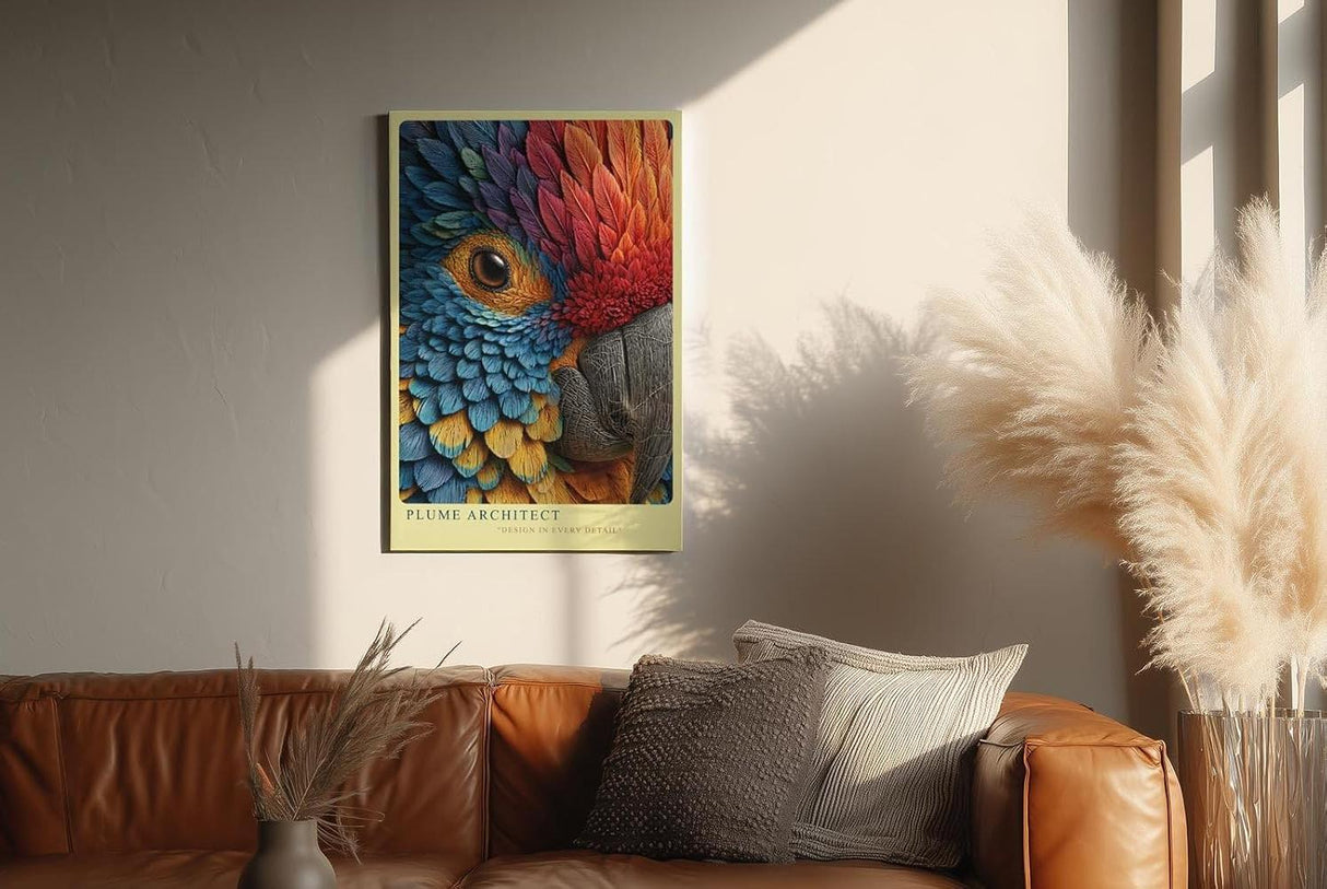 Paul Sinus Wandbild in 40x60cm Plume Architect Farbenprächtiges Papageienportrait in intensiven Tönen
