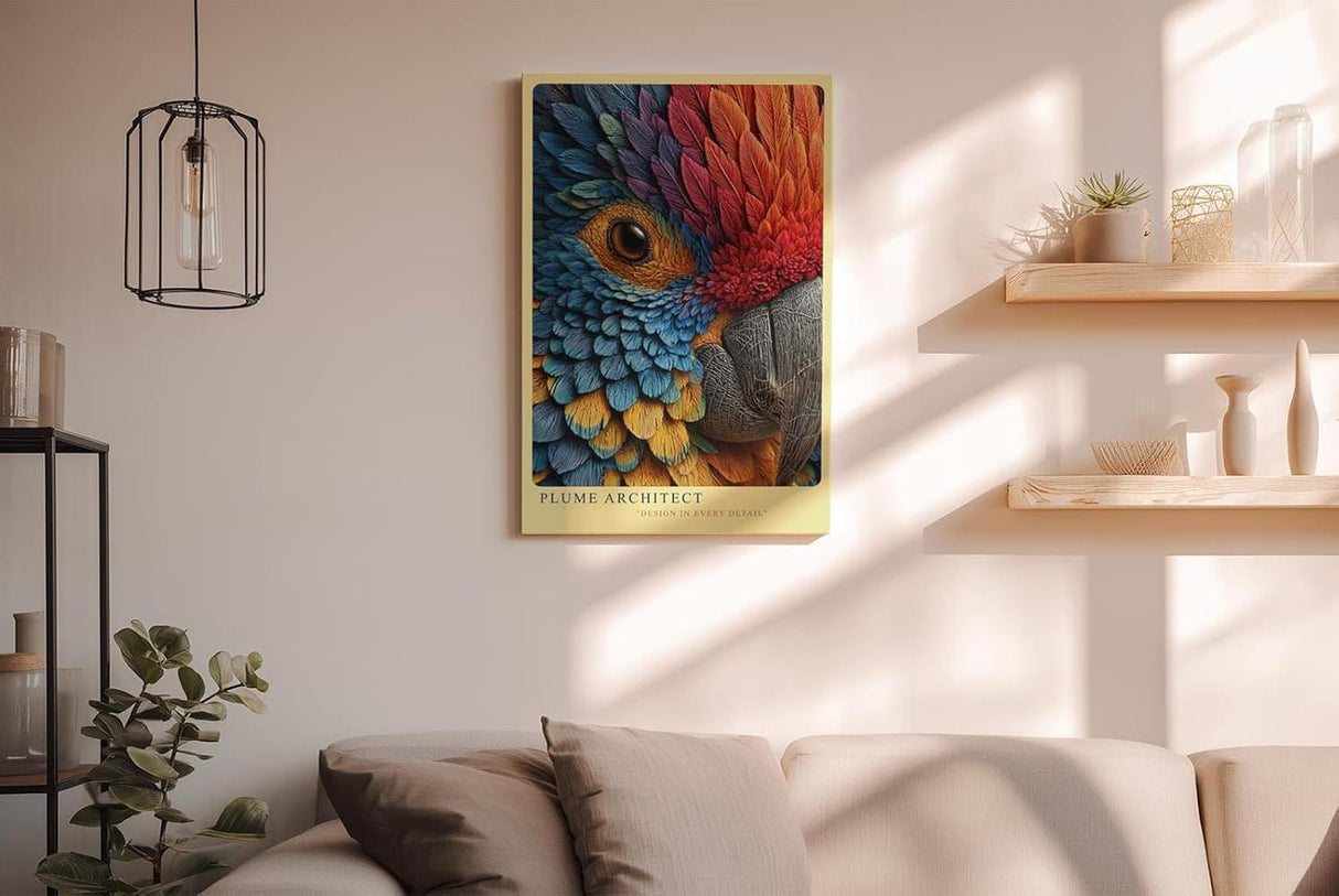 Paul Sinus Wandbild in 40x60cm Plume Architect Farbenprächtiges Papageienportrait in intensiven Tönen