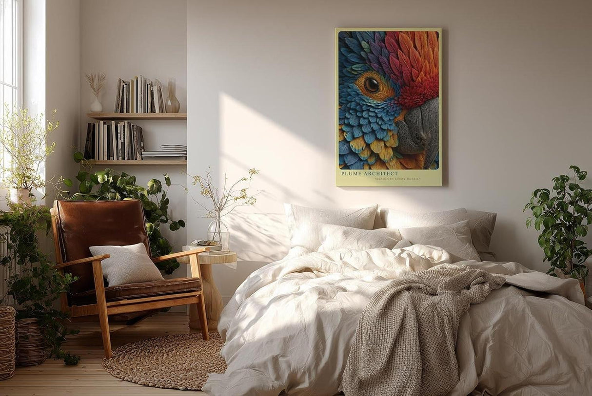 Paul Sinus Wandbild in 40x60cm Plume Architect Farbenprächtiges Papageienportrait in intensiven Tönen