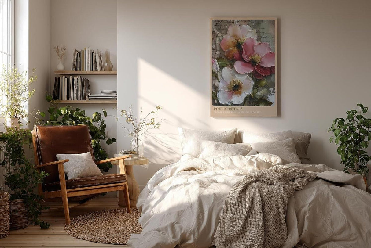 Paul Sinus Wandbild in 40x60cm Poetic Petals – romantische Blumenkomposition in pastellfarbenem Relief-Stil mit kunstvollen Details