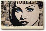 Paul Sinus Wandbild 120x80cm Pop Art Frauenportrait Collage Kunstmotiv Modernes Gesicht mit blauen Augen und grafischer Struktur
