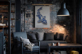 Paul Sinus Wandbild in 40x60cm Porcelain Koi – edler Koi-Fisch in filigraner Blau-Weiß-Porzellanoptik mit kunstvollen Mustern