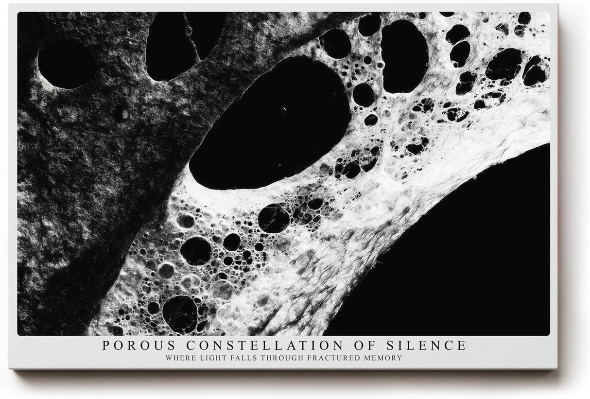Paul Sinus Wandbild 120x80cm Porous Constellation of Silence Abstrakte Schwarz Weiss Struktur Kunst Modernes Design Wandbild 120x80cm