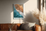 Paul Sinus Wandbild in 40x60cm Porto Covo Portugal – Luftaufnahme von Strand und Meer mit zwei Silhouetten im Sand