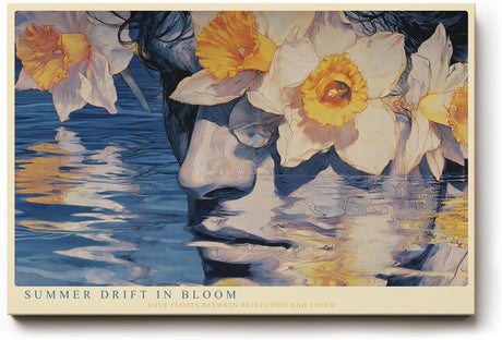 Paul Sinus Wandbild 120x80cm Portrait mit Blumen und Wasser Moderne Kunstmotiv mit floraler Spiegelung und sommerlicher Stimmung