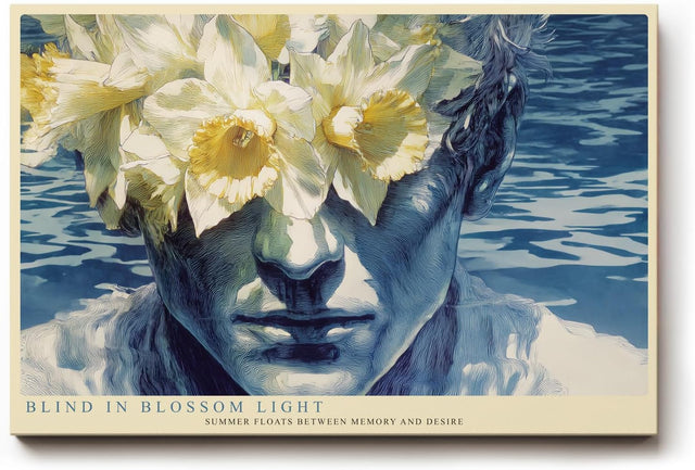 Paul Sinus Wandbild 120x80cm Portrait mit Narzissen Surreale Blumen Kunst Moderne Naturkomposition mit ruhiger Atmosphaere