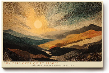 Paul Sinus Wandbild 120x80cm Punktmalerei Landschaft Sonnenuntergang Berge moderne Natur Kunst Wanddekoration Wohnzimmer