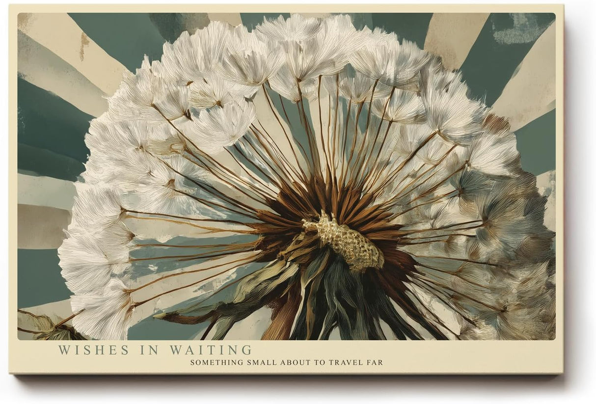 Paul Sinus Wandbild 120x80cm Pusteblume Makro Naturfotografie beige gruene Farben botanisches Kunstbild moderne Wanddekoration fuer Wohnzimmer Büro