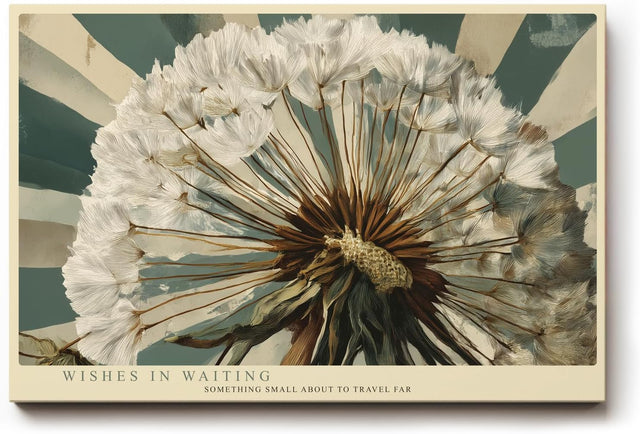 Paul Sinus Wandbild 120x80cm Pusteblume Makro Naturfotografie beige gruene Farben botanisches Kunstbild moderne Wanddekoration fuer Wohnzimmer Büro