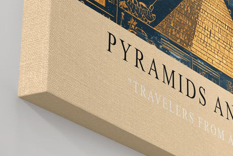 Paul Sinus Wandbild in 40x60cm Pyramids and Passages – Pyramiden, Hieroglyphen und UFO-Szenen in gold-blauer Darstellung