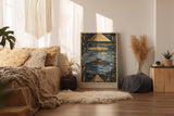 Paul Sinus Wandbild in 40x60cm Pyramids and Passages – Pyramiden, Hieroglyphen und UFO-Szenen in gold-blauer Darstellung