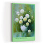 Paul Sinus Wandbild in 40x60cm Quiet Blossoms zartes Stillleben mit weißen Chrysanthemen in weißer Vase vor grünem Hintergrund