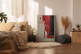 Paul Sinus Wandbild in 40x60cm Raw Surface – Abstrakte Strukturen in kräftigem Rot, Schwarz und Weiß mit markanter Textur