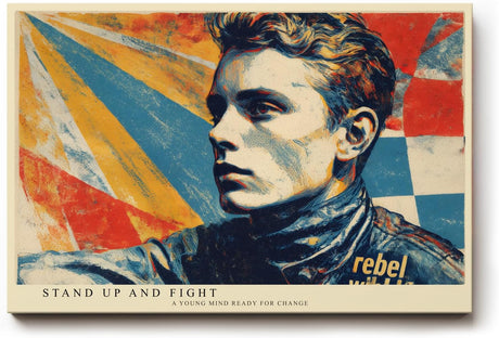 Paul Sinus Wandbild 120x80cm Rebellisches Portrait Pop Art Stil in Rot Blau Gelb Moderne Wanddekoration