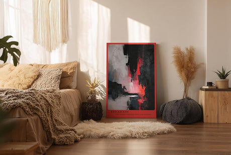 Paul Sinus Wandbild in 40x60cm Red Ascent – Abstraktes Kunstwerk mit intensivem Rot zwischen Schwarz und Weiß