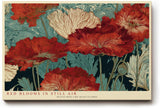 Paul Sinus Wandbild 120x80cm Red Blooms in Still Air elegante rote Blumen Illustration florale Kunst Poster für Wohnzimmer Schlafzimmer Büro