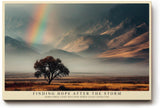 Paul Sinus Wandbild 120x80cm Regenbogen Landschaft Gebirge Naturfotografie hoffnungsvolle Szene moderne Wanddekoration fuer Wohnzimmer Büro