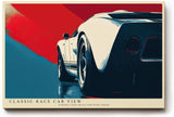 Paul Sinus Wandbild 120x80cm Rennwagen Retro Auto Kunst moderne Illustration dynamische Perspektive Kunstdruck stilvolle Wanddekoration fuer Wohnzimmer Büro Garage