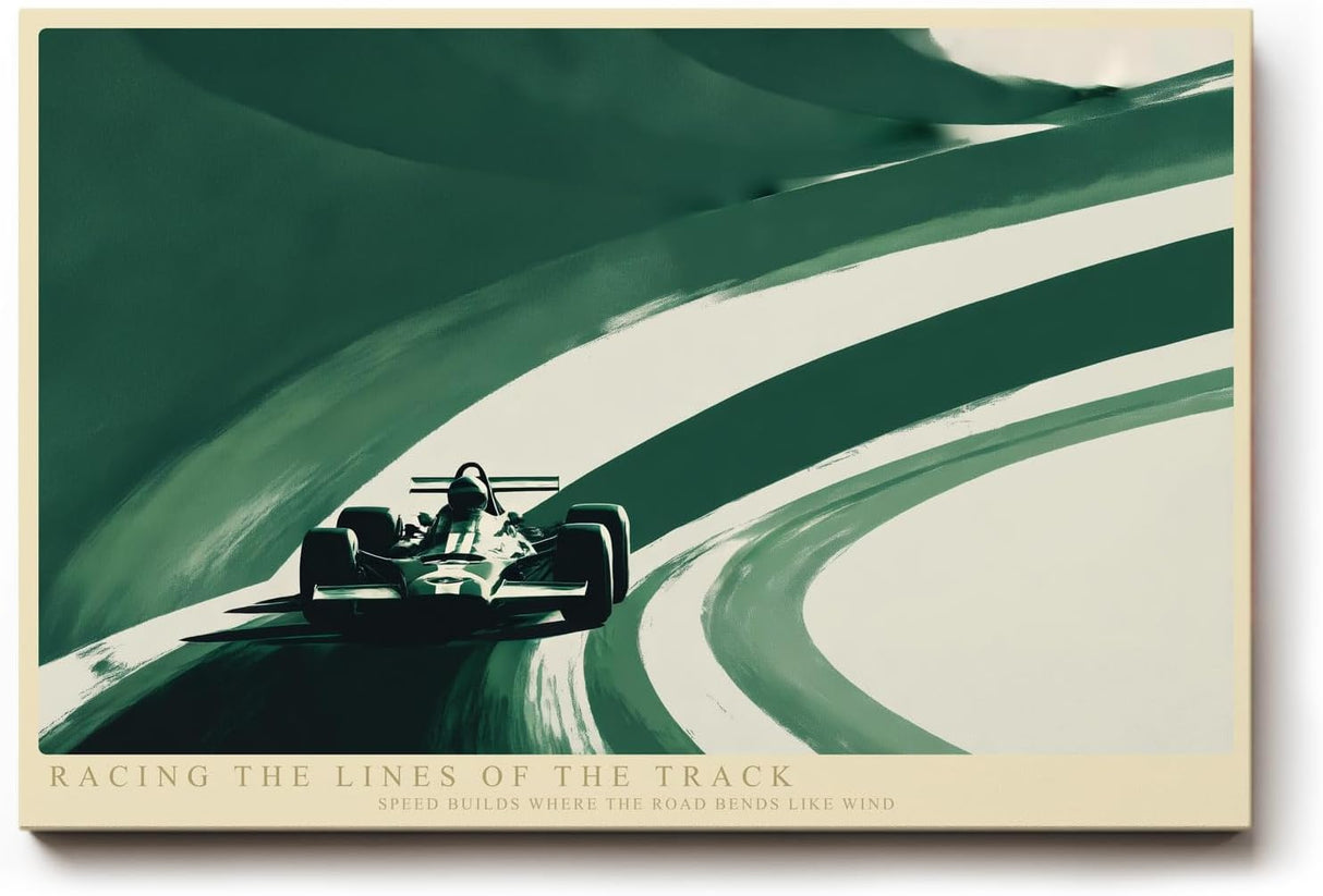 Paul Sinus Wandbild 120x80cm Rennwagen auf kurviger Rennstrecke moderne Motorsport Kunst mit dynamischer Bewegung