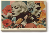 Paul Sinus Wandbild 120x80cm Retro Frauenporträt mit Blumen – Künstlerische Collage im Vintage Stil