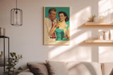 Paul Sinus Wandbild in 40x60cm Retro-Illustration eines Paares – stilvolles Vintage-Motiv in kräftigen Farben