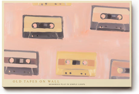Paul Sinus Wandbild 120x80cm Retro Kassetten Illustration Vintage Musik Kunstposter in warmen Pastellfarben nostalgische Wanddekoration fuer Wohnzimmer Musikzimmer Büro
