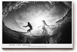 Paul Sinus Wandbild 120x80cm Ride the Break Surfer in Welle schwarz weiß Action Fotokunst modernes Meer Poster für Wohnzimmer Büro Strand Dekoration