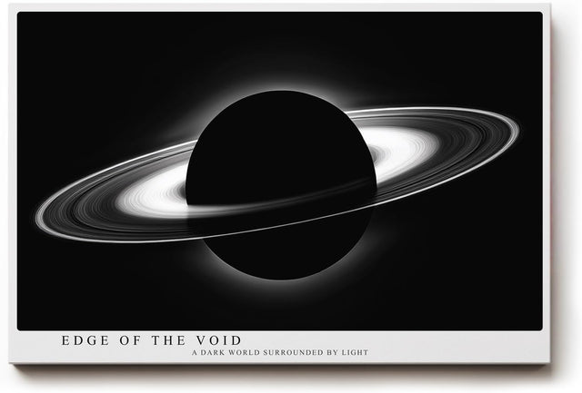 Paul Sinus Wandbild 120x80cm Ringplanet Kosmos Minimalistische Weltraum Kunst Schwarz Weiss Planet Illustration Kunstdruck Poster Grosse Wanddekoration fuer Wohnzimmer Büro Schlafzimmer