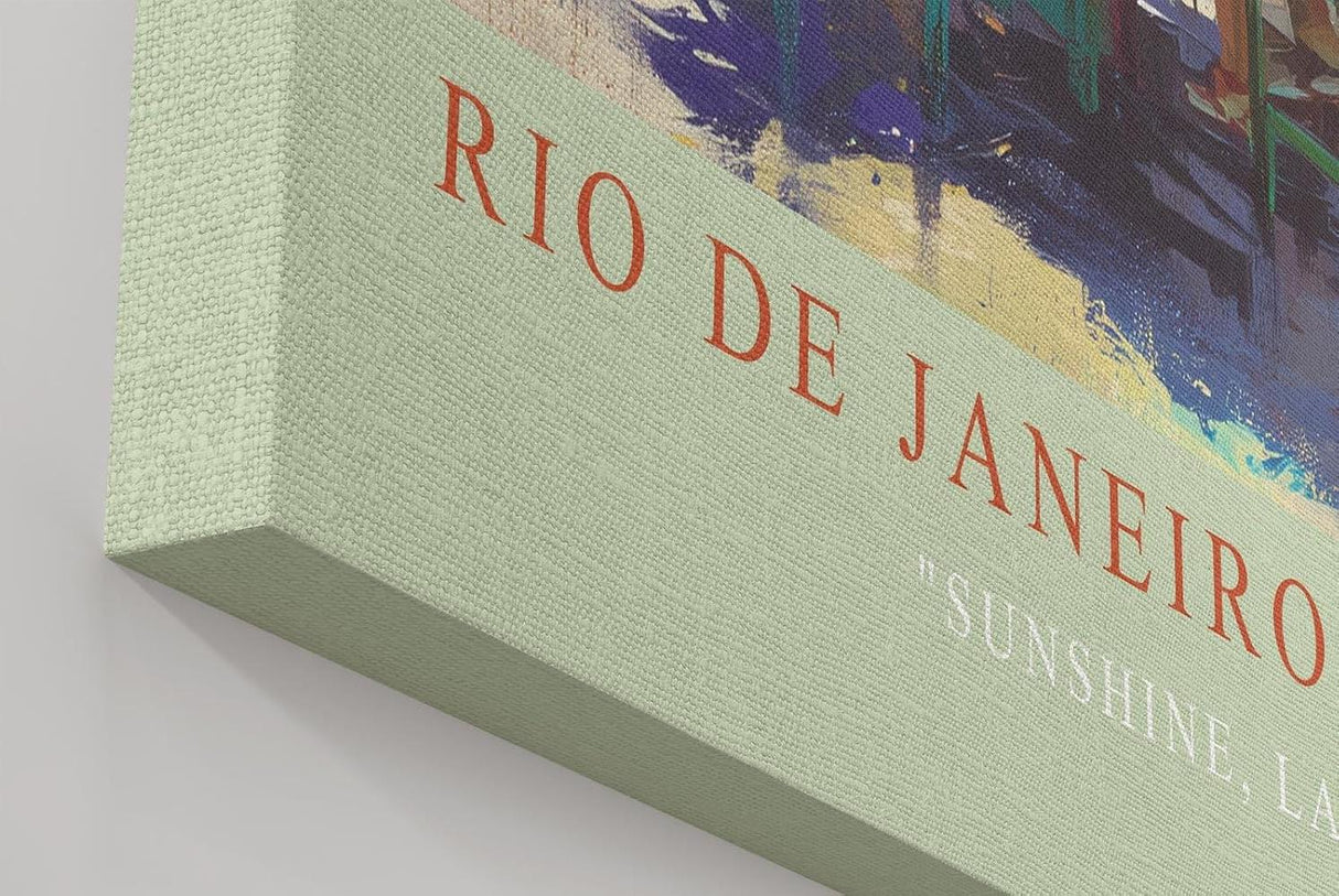 Paul Sinus Wandbild in 40x60cm Rio de Janeiro Strandansicht mit Zuckerhut, Sonnenschirmen und lebendiger Café-Szene in sommerlicher Farbigkeit