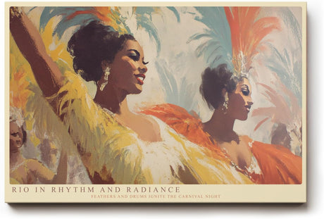 Paul Sinus Wandbild 120x80cm Rio in Rhythm and Radiance brasilianischer Karneval Tanz Szene Kunst Poster für Wohnzimmer Bar
