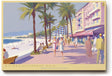 Paul Sinus Wandbild 120x80cm Riviera Afternoon Walk mediterrane Strandpromenade mit Palmen und Meer moderne Reise Kunst Poster für Wohnzimmer Büro
