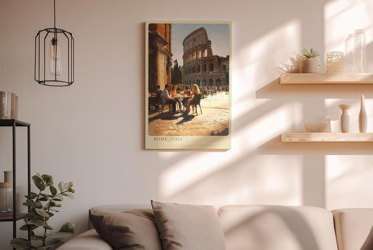 Paul Sinus Wandbild in 40x60cm Rom Italien Straßencafé am Kolosseum mediterrane Atmosphäre zeitlose Kunst für stilvolles Wohnen auf Leinwand