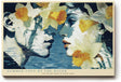 Paul Sinus Wandbild 120x80cm Romantische Frauen Portrait Kunst mit Blumen Moderne Collage in Blau Weiß und Gelb für Wohnzimmer Schlafzimmer Büro