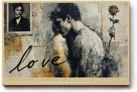 Paul Sinus Wandbild 120x80cm Romantisches Paar Vintage Collage Liebe Kunst Wanddekoration Wohnzimmer Schlafzimmer