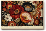 Paul Sinus Wandbild 120x80cm Rote Blumen auf Schwarz Botanische Kunst mit Mohnblumen Moderne Wanddekoration