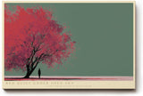 Paul Sinus Wandbild 120x80cm Roter Baum minimalistische Natur Illustration moderne Landschaft Kunst Wanddekoration