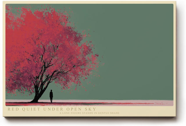 Paul Sinus Wandbild 120x80cm Roter Baum minimalistische Natur Illustration moderne Landschaft Kunst Wanddekoration