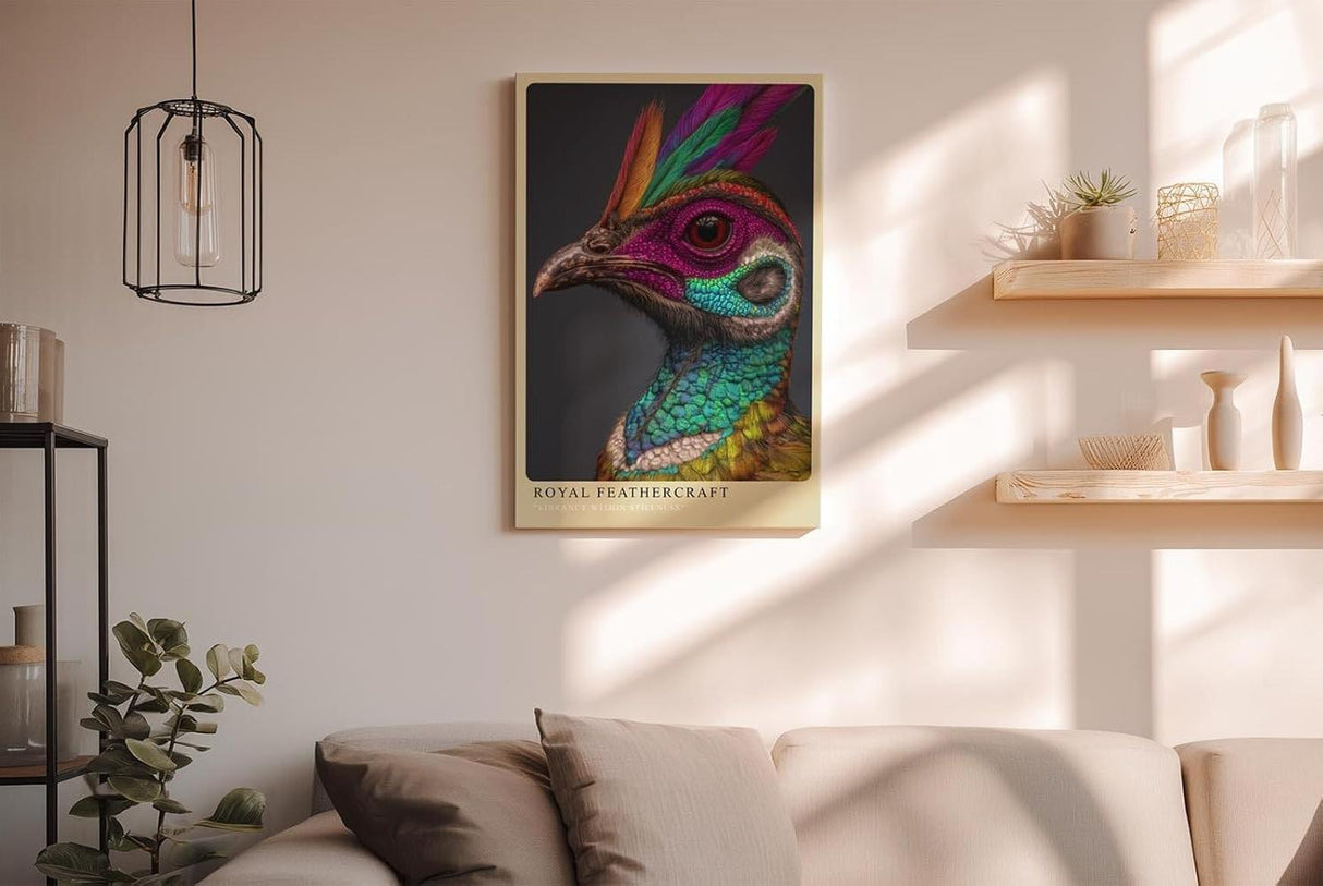 Paul Sinus Wandbild in 40x60cm Royal Feathercraft Farbenprächtiges Vogelportrait mit intensiven Kontrasten