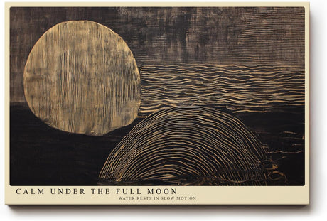 Paul Sinus Wandbild 120x80cm Ruhiger Vollmond Über Wasser Moderne Naturkunst LeinWandbild 120x80cm Minimalistische Wanddekoration