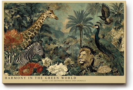 Paul Sinus Wandbild 120x80cm Safari Tiere im Tropischen Garten Exotische Natur Kunst Wanddekoration