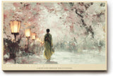 Paul Sinus Wandbild 120x80cm Sakura Abend in Tokio Japanische Kirschblueten Allee mit Laternen Ruhige Asiatische Kunst Wanddekoration