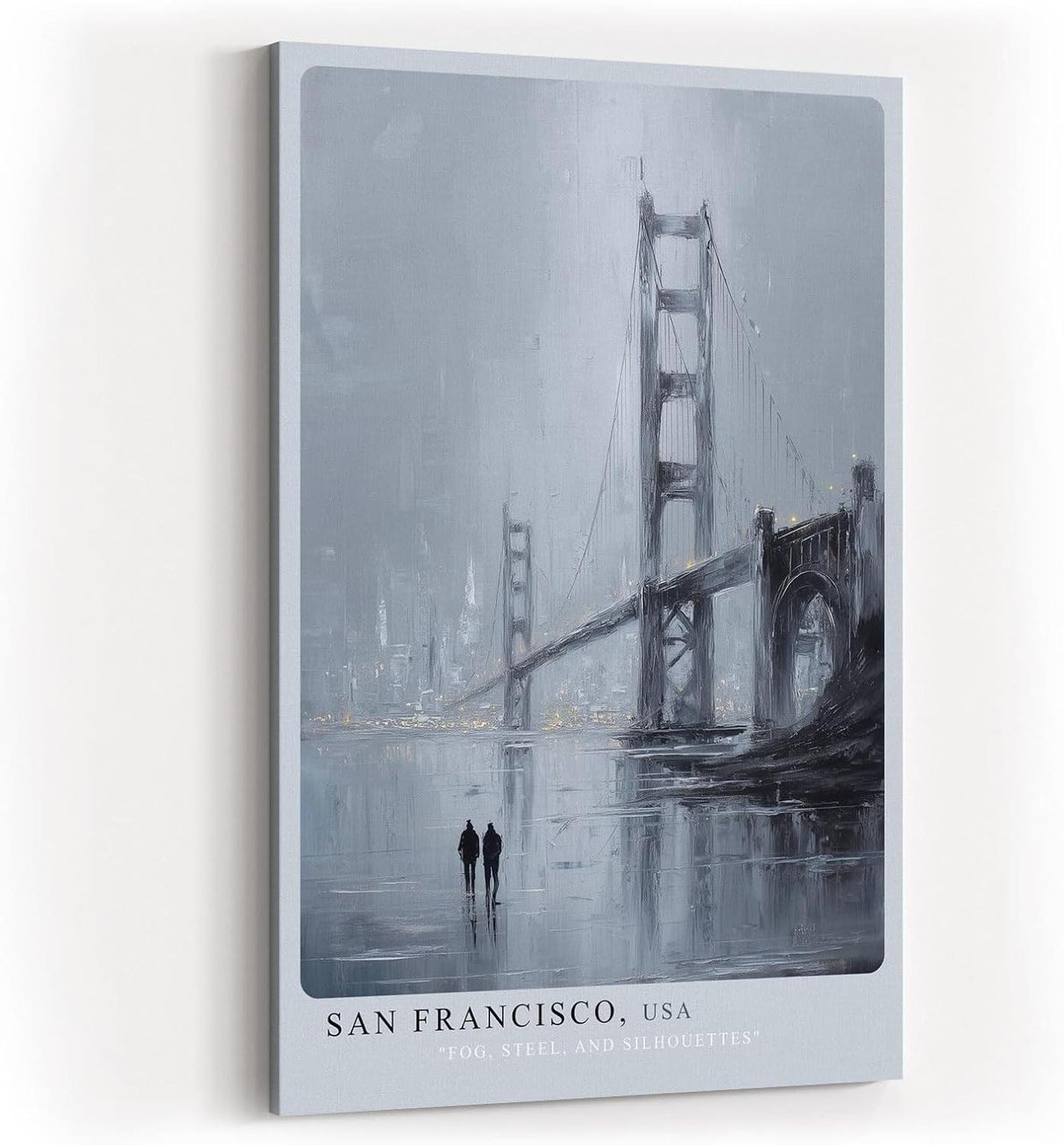 Paul Sinus Wandbild in 40x60cm San Francisco USA Golden Gate Bridge in impressionistischer Darstellung mit Figuren im Vordergrund