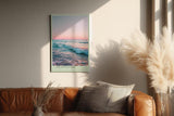 Paul Sinus Wandbild in 40x60cm Sanfte Wellen im Abendlicht mit rosa-blauem Himmel und zarten Farbverläufen