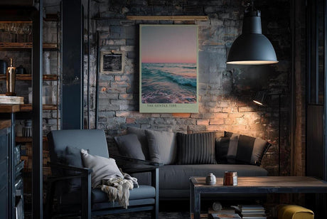 Paul Sinus Wandbild in 40x60cm Sanfte Wellen im Abendlicht mit rosa-blauem Himmel und zarten Farbverläufen