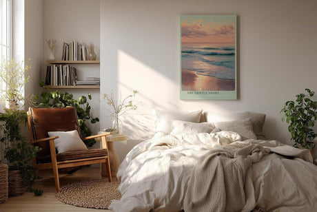 Paul Sinus Wandbild in 40x60cm Sanfter Sonnenuntergang am Meer mit pastellfarbenem Himmel und weichen Wellen