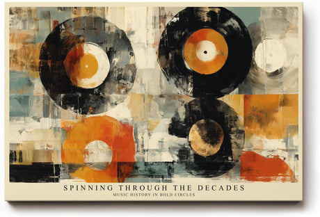 Paul Sinus Wandbild 120x80cm Schallplatten abstrakte Musik Kunst modern orange schwarz Kunstdruck grosses Kunstbild kreative Wanddekoration fuer Wohnzimmer Musikzimmer Büro